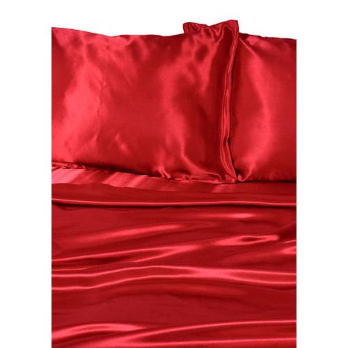 Queen Luxury Satin Solid Sheet Set Red-Threshold