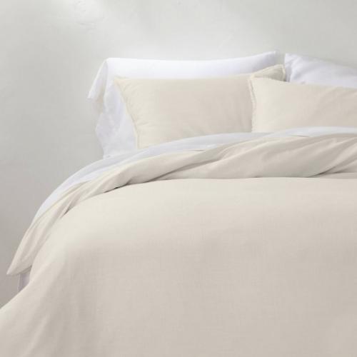 King Heavyweight Linen Blend Duvet Cover & Sham Set Natural - Casaluna