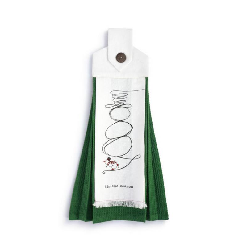 Button Loop Holiday Tea Towel Tis the Season - DEMDACO