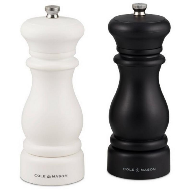 Cole & Mason 6 Southwold Salt and Pepper Mill Set Black/White