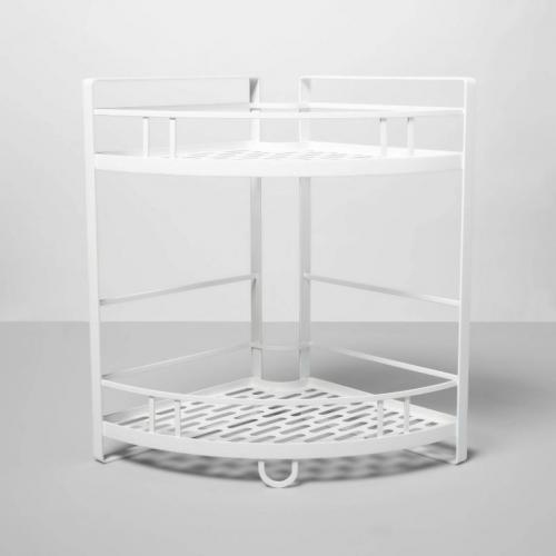 Punched Metal 2-Tier Corner Shelf