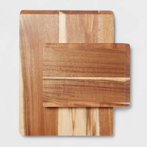 2pc Acacia Wood Nonslip Cutting Board Set