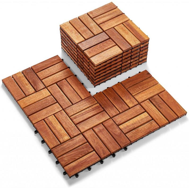 Hardwood Interlocking Patio Deck Tiles