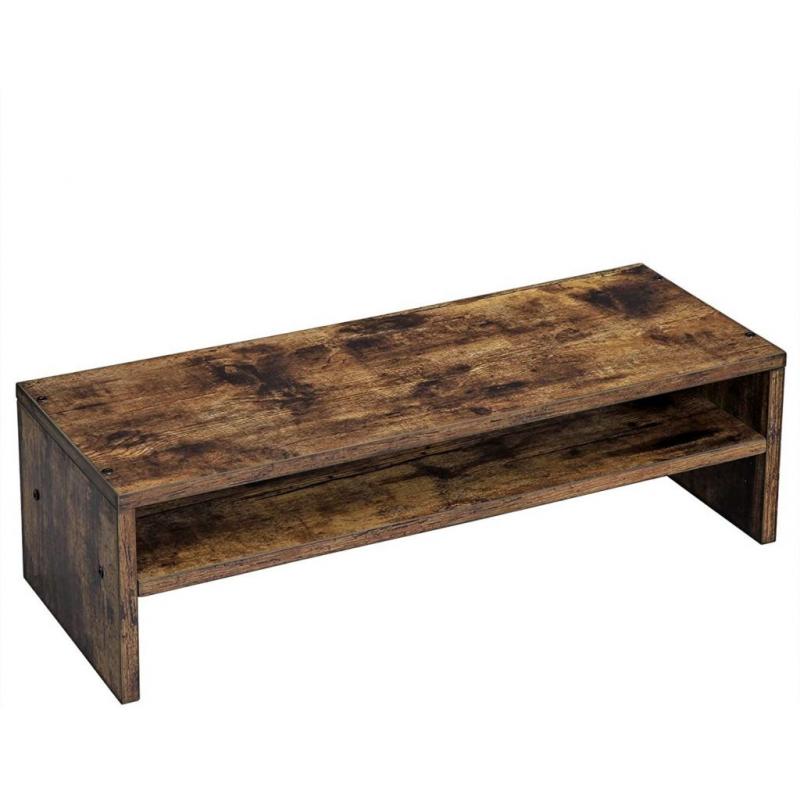 2-Tier Rustic Barnwood Stand and Desktop Shelf