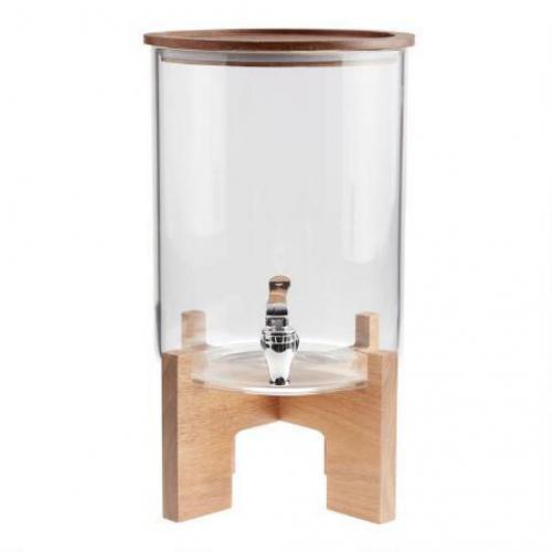 Beverage Dispenser with Wood Stand- Navaris