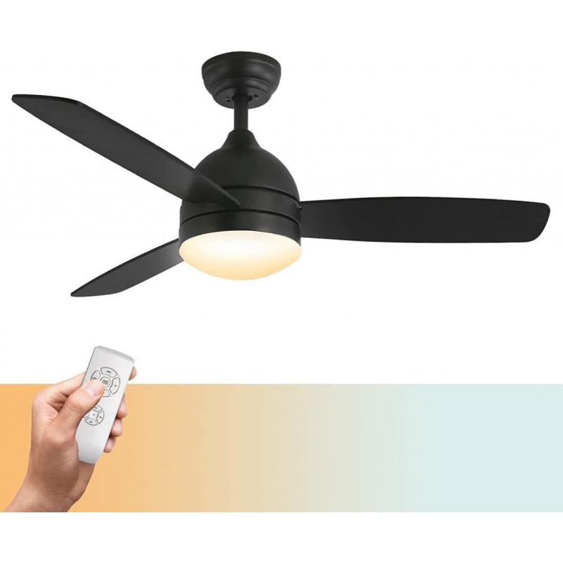 Ceiling Fan with Lights Remote Control, 48-Inch, black wood