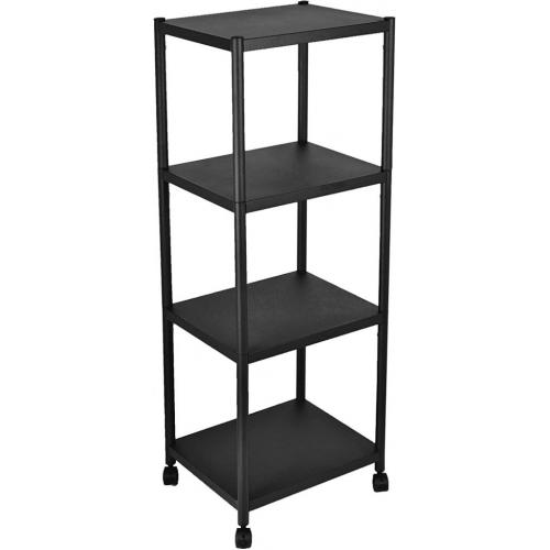 4-Tier Stainless Steel Shelving Unit with Wheels 50x35x4, Adjustable Utility Shelf Cart for Kitchen Office Home, Multi-Purpose Organizer Rack (Black)