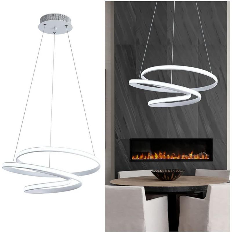 Modern Pendant Lights, LED 3-Layer Chic Irregular Ring Chandelier Handmade Stretch Ceiling Lighting Fixture for Foyer Dining Living Room Bedroom, White