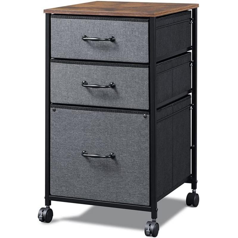 Fabric 3 Drawer File Cabinet- Devase