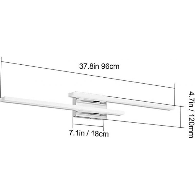 Dimmable LED 38in Bathroom Lights Fixture - Chrome