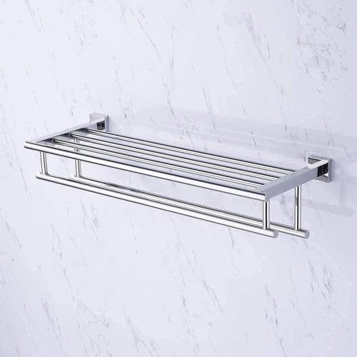 KES Towel Shelf with Double Towel Bar Stainless Steel Wall Mount Polished Finish, A2112S60