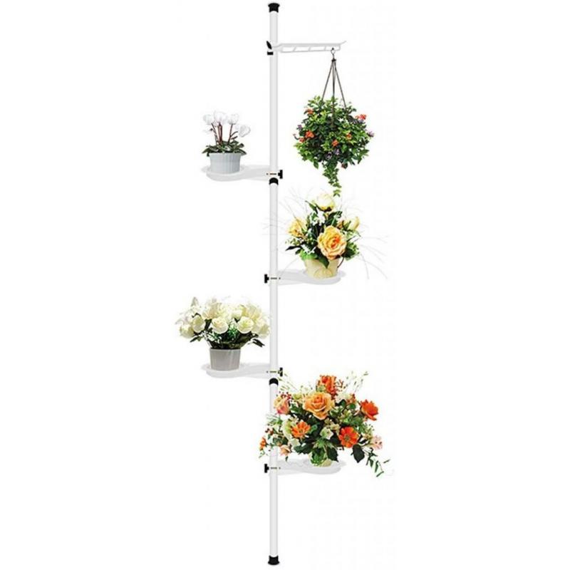 5 Tier indoor Plant Pole Spring Tension Rod Corner Flower- HagieNu