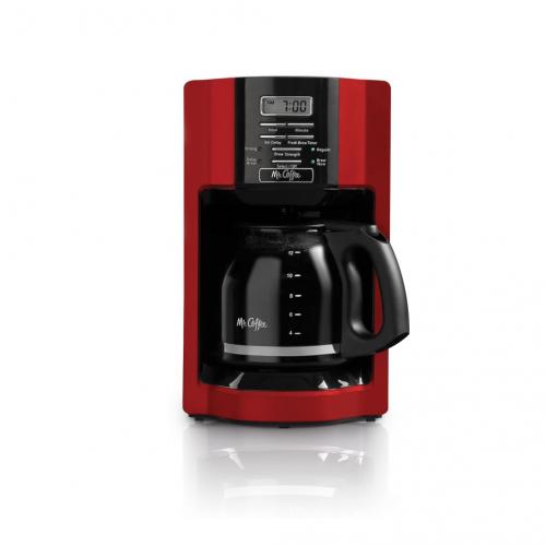 Mr. Coffee 12-Cup Programmable Coffeemaker, Rapid Brew, Red