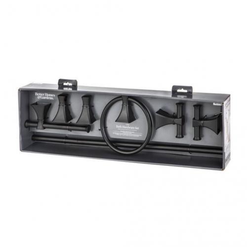 Better Homes & Gardens 5PC Bath Hardware and Towel Holder Set Matte Black