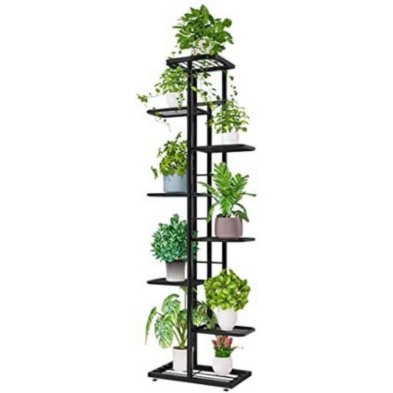 8 Tier Metal Plant Balcony Garden Dark Gray (NO SCREWS)