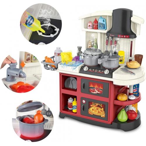 Toy Kitchen Playset - Kids Play Kitchen with Light & Sounds- Ibasetoy