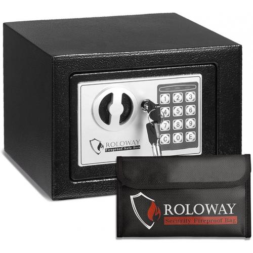 ROLOWAY Steel Money Safe Box for Home with Fireproof Money Bag