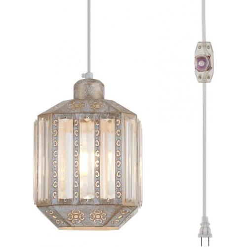 Hanging Lamps Crystal White Swag Lamp Rustic Pendant Light Plug in