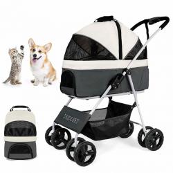 Dog/Cat/Pet Stroller for Small-Medium Pet, 3-in-1 Luxury Travel Carriage