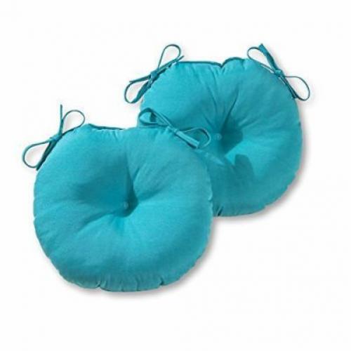 Set of Two 18 Solid Outdoor Bistro Chair Cushions - Teal - Kensington Garden