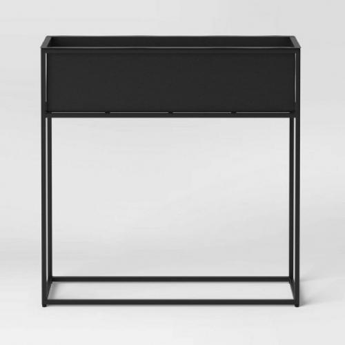 28.3 Indoor/outdoor Rectangular Metal Planter With Stand Black - Project 62