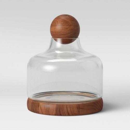 Recycled Glass/Wood Terrarium Blue