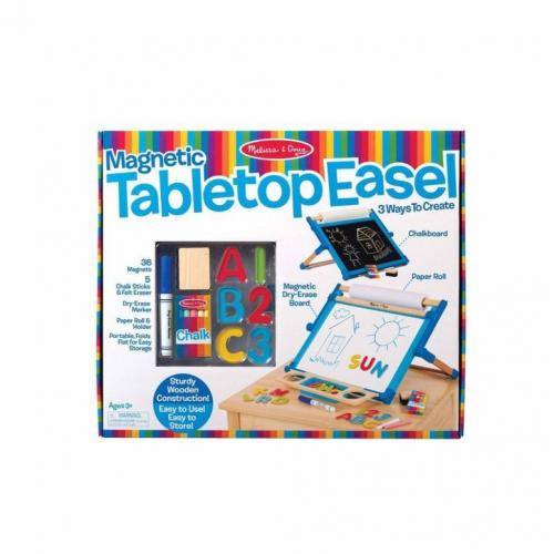 Double-Sided Magnetic Tabletop Art Easel - Dry-Erase Board and Chalkboard