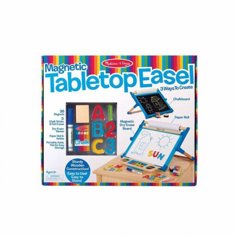 Double-Sided Magnetic Tabletop Art Easel - Dry-Erase Board and Chalkboard