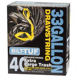 Bilt-Tuf -- 33 Gallon Drawstring Extra Large Trash Bags - 40pack
