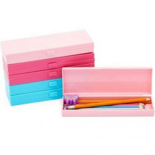 6 Plastic Pencil Cases