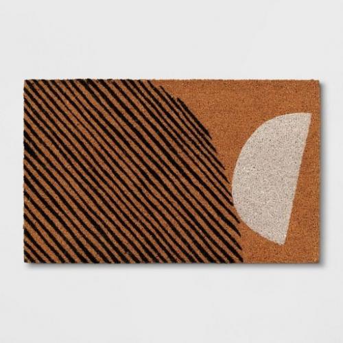 1'6 x 2'6 Outdoor Door Mat Black Lines/White Geo