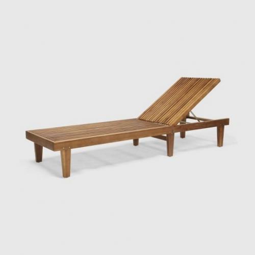 Nadine Wood Patio Chaise Lounge Chair Teak - Christopher Knight Home