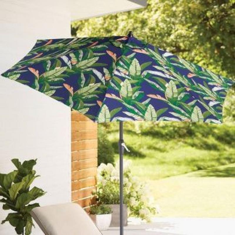 9' Patio Umbrella DuraSeason Fabric™ Banana Leaf - Black Pole