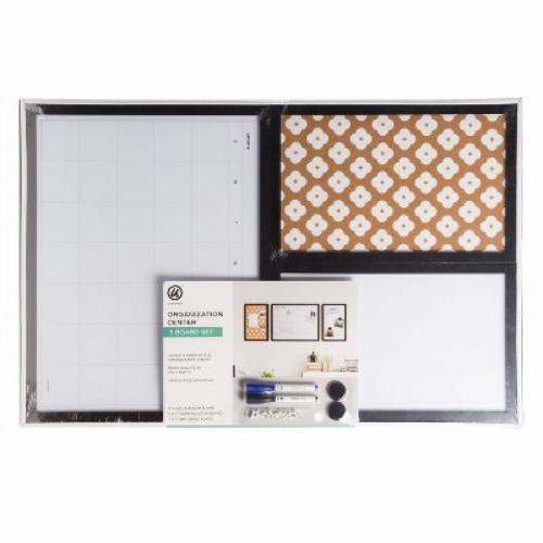 3pc Cork Board Organization Center Abstract Terracotta/Black Frame