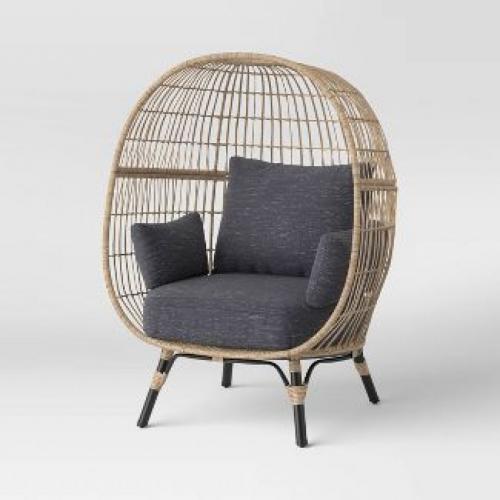Southport Egg Chair with Natural/Black Metal Legs - Charcoal