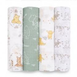 Muslin Swaddle Blankets Disney Winnie + Friends - Beige 4pk