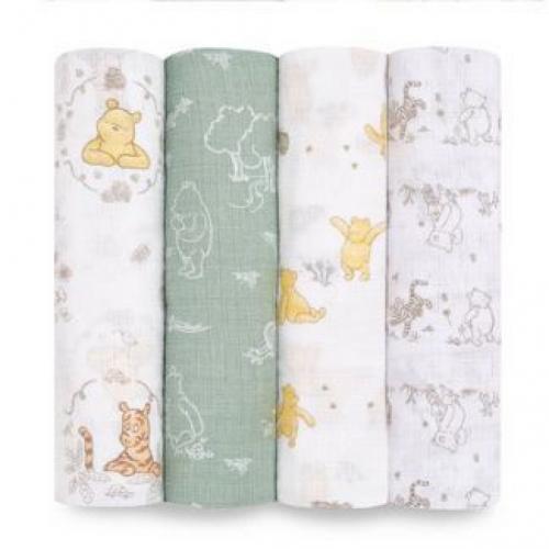 Muslin Swaddle Blankets Disney Winnie + Friends - Beige 4pk