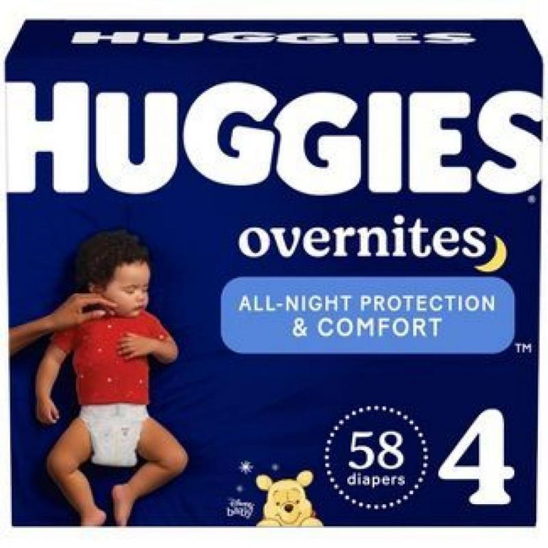 Huggies Overnites Nighttime Diapers Super Pack - Size 4 (58ct)