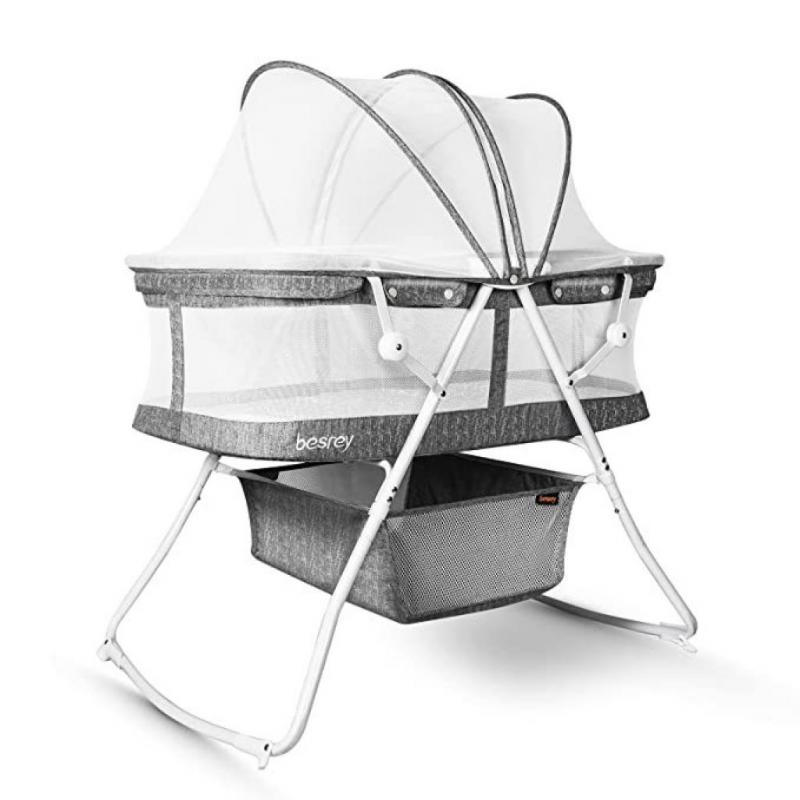 Besrey Bassinet for Baby, 3 in 1 Portable Baby Bassinets, Rocking Cradle Bed