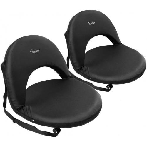 2pk Portable Stadium Seat Chair Round for Bleachers Reclining Black  Sportneer