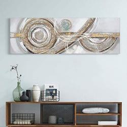 Fabulous Décor-2 Large Modern Abstract Gold Silver Wide 3D Hand-Painted Artwork