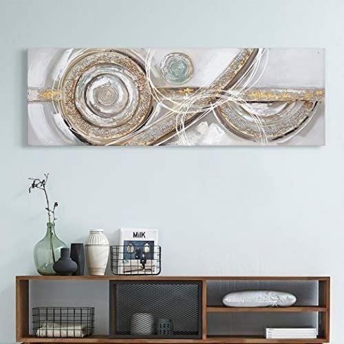 Fabulous Décor-2 Large Modern Abstract Gold Silver Wide 3D Hand-Painted Artwork