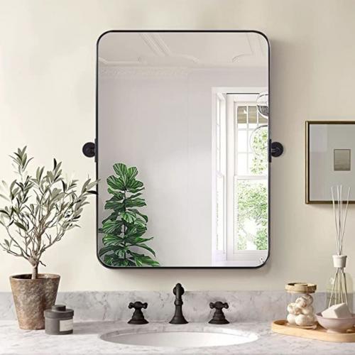 Black Metal Frame Pivot Mirror