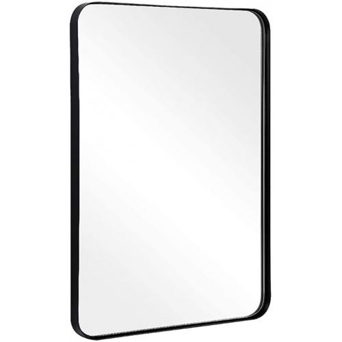 ANDY STAR Wall Mirror for Bathroom, 20”x28” Black Rectangular Round