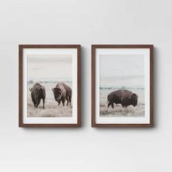 Threshold Wall Art Framed Buffalo Prints 12x16 in