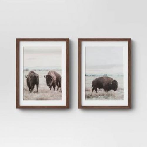 Threshold Wall Art Framed Buffalo Prints 12x16 in