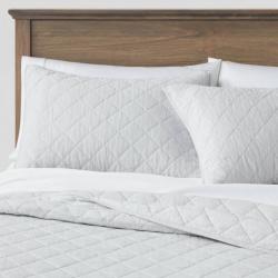 Full/Queen Diamond Stitch Cotton Linen Quilt Light Grey
