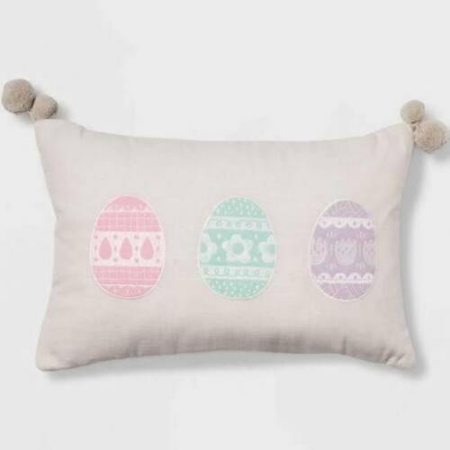 Spritz Embroidered Easter Egg Throw Pillow Home Decor 12 X 18 Natural / Pastel