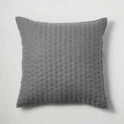 Euro Size Cashmere Blend Quilted Pillow Sham Color Dark Gray - Casaluna™