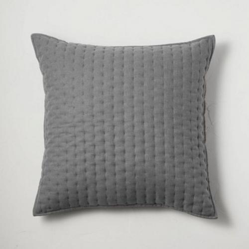 Euro Size Cashmere Blend Quilted Pillow Sham Color Dark Gray - Casaluna™